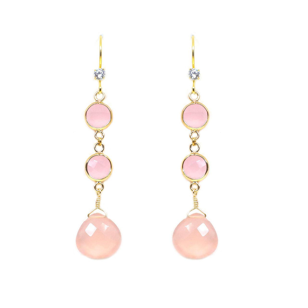 Over the Rainbow Earrings - Rose Quartz