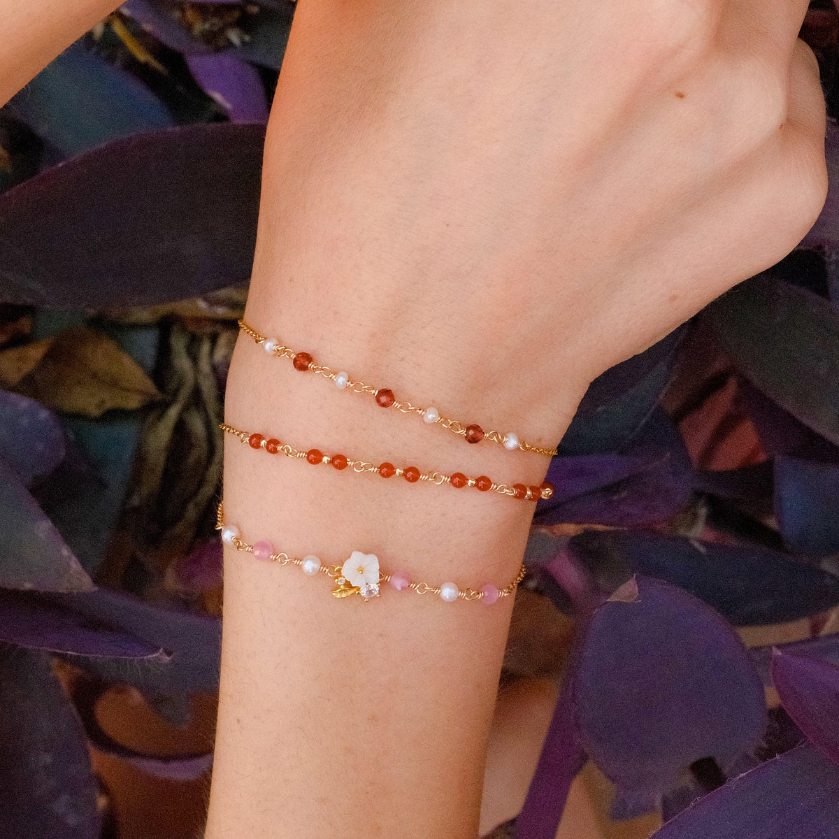 Pearl and Garnet Bracelet