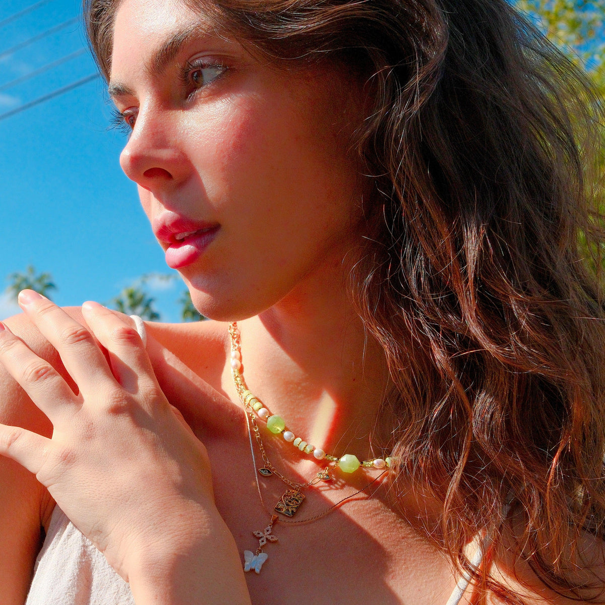 Spectrum Peridot Chalcedony & Pearl Necklace