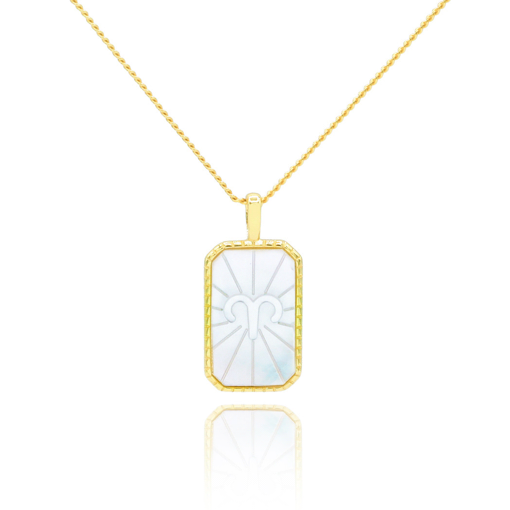 Mother of Pearl Zodiac Double-Sided Necklace – La Meno