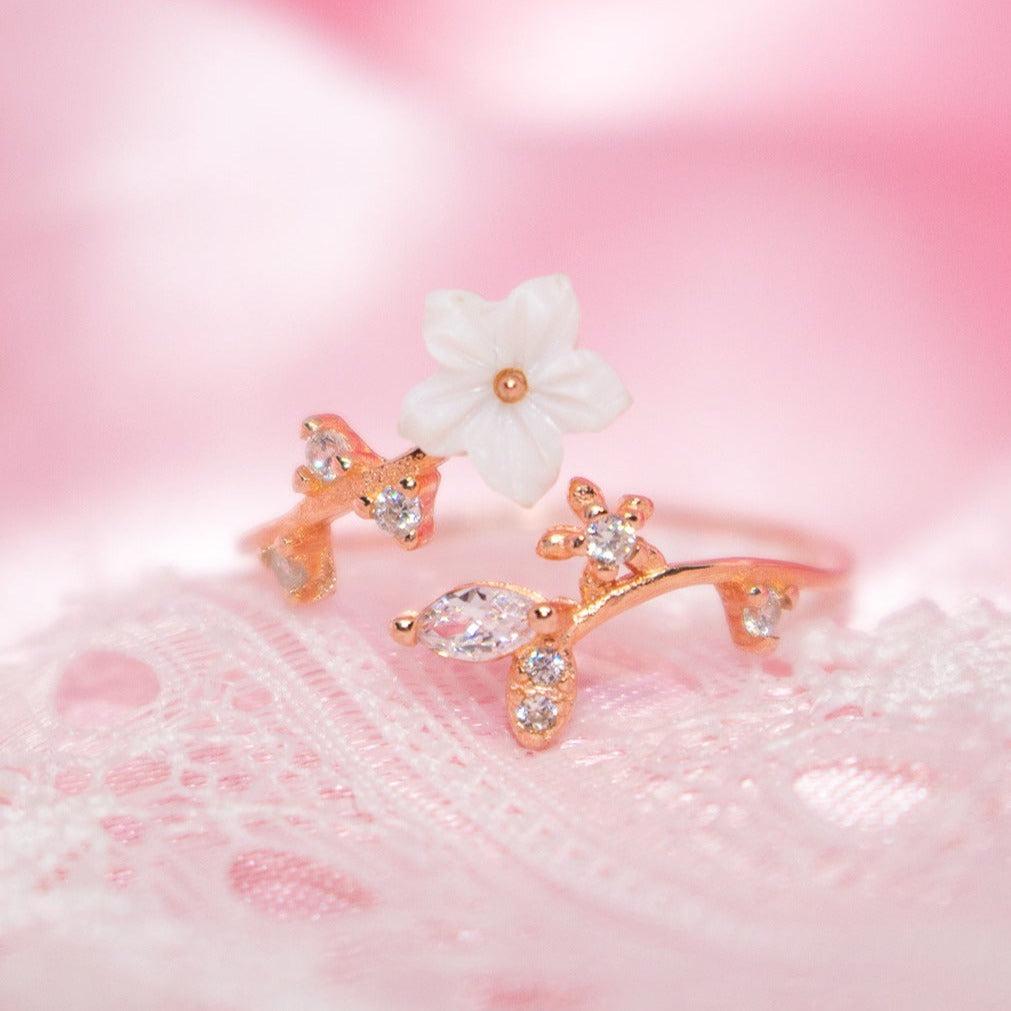 Floral Day Ring, Adjustable Rings from US Size 4-9