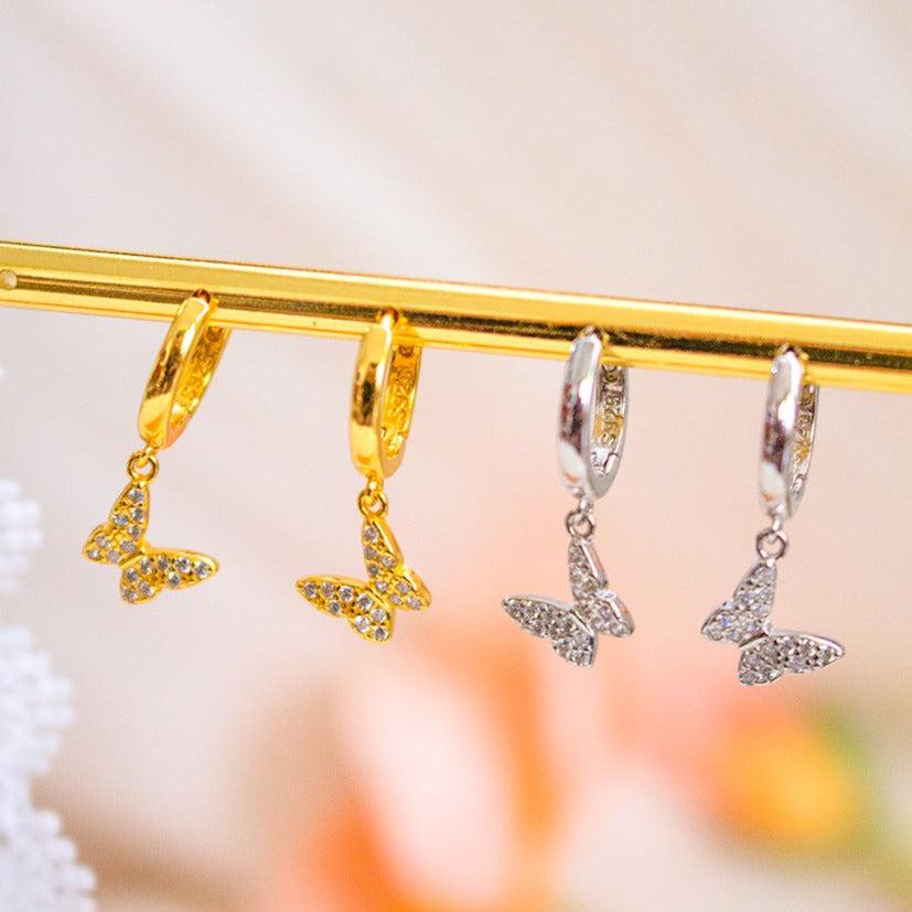 Sparkle Butterfly Huggie Earrings