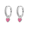 Heart Lock Huggie Earrings - Pink