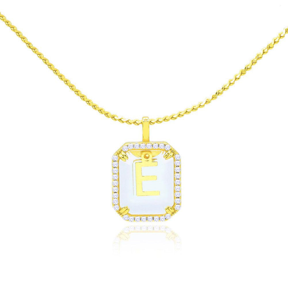 Crystal Octagon Letter Necklace