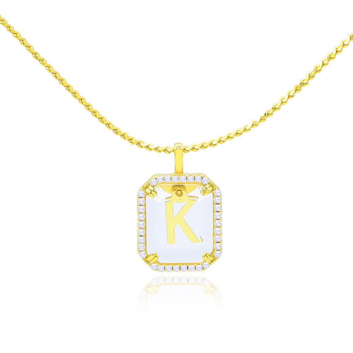 Crystal Octagon Letter Necklace