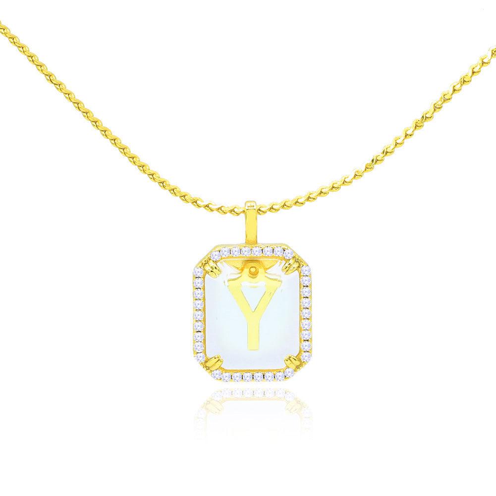 Crystal Octagon Letter Necklace