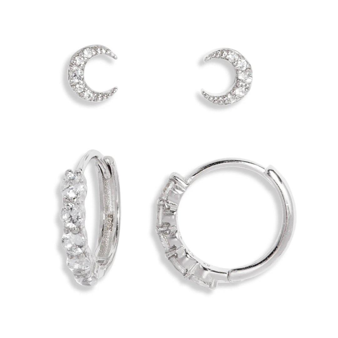 Tiny Moon Earrings Set