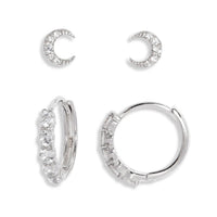 Tiny Moon Earrings Set