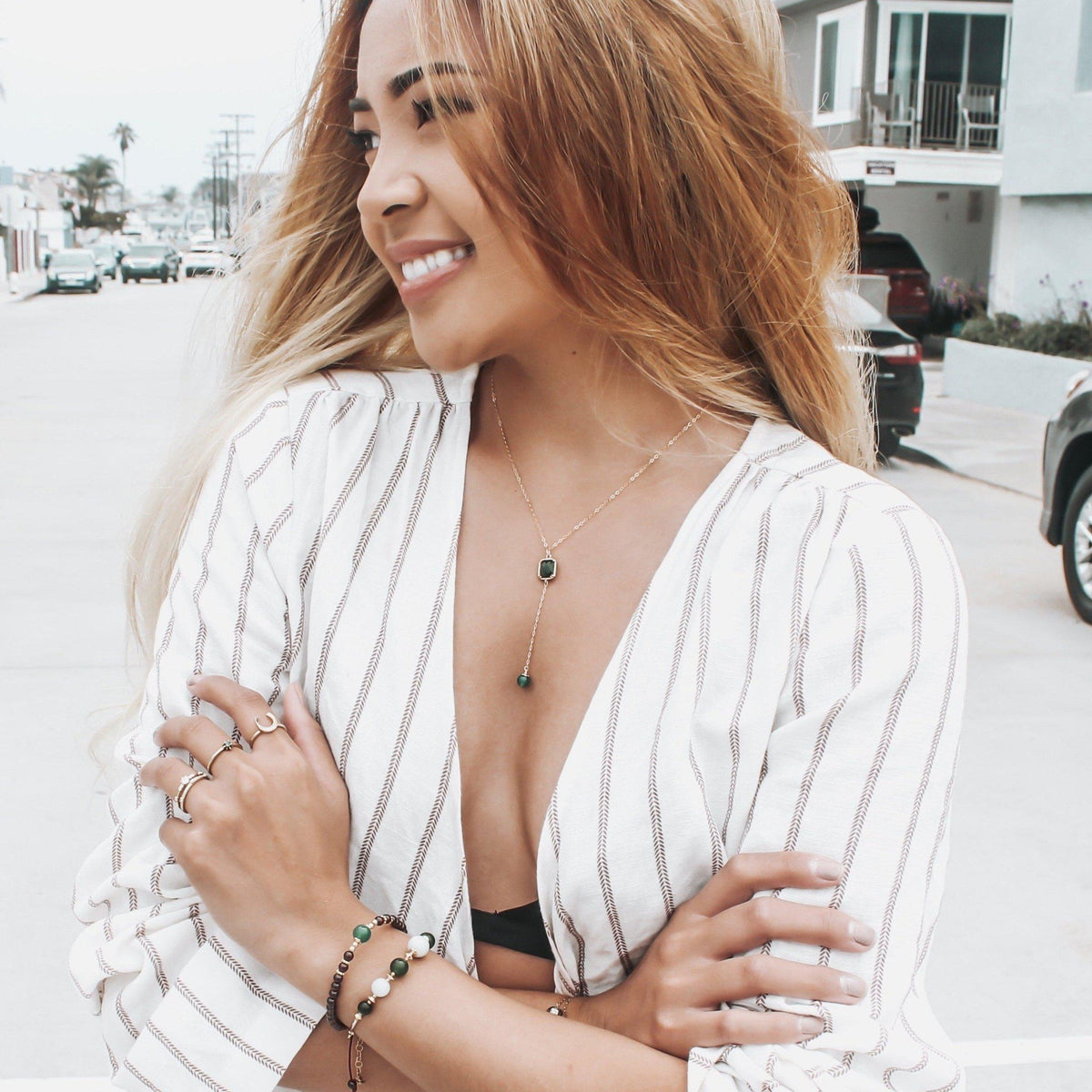 Labradorite Necklace-Dangling Necklace-La Meno