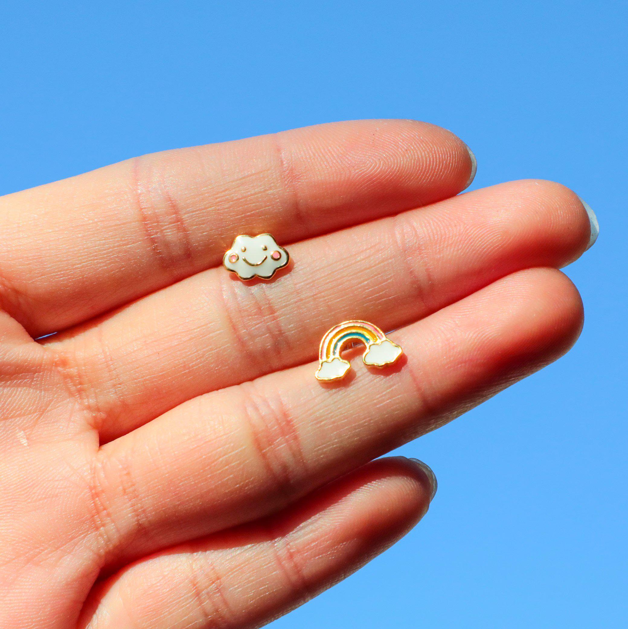 Crescent Bubbles Kids Gold Earrings| Cute Studs For Kids| CaratLane