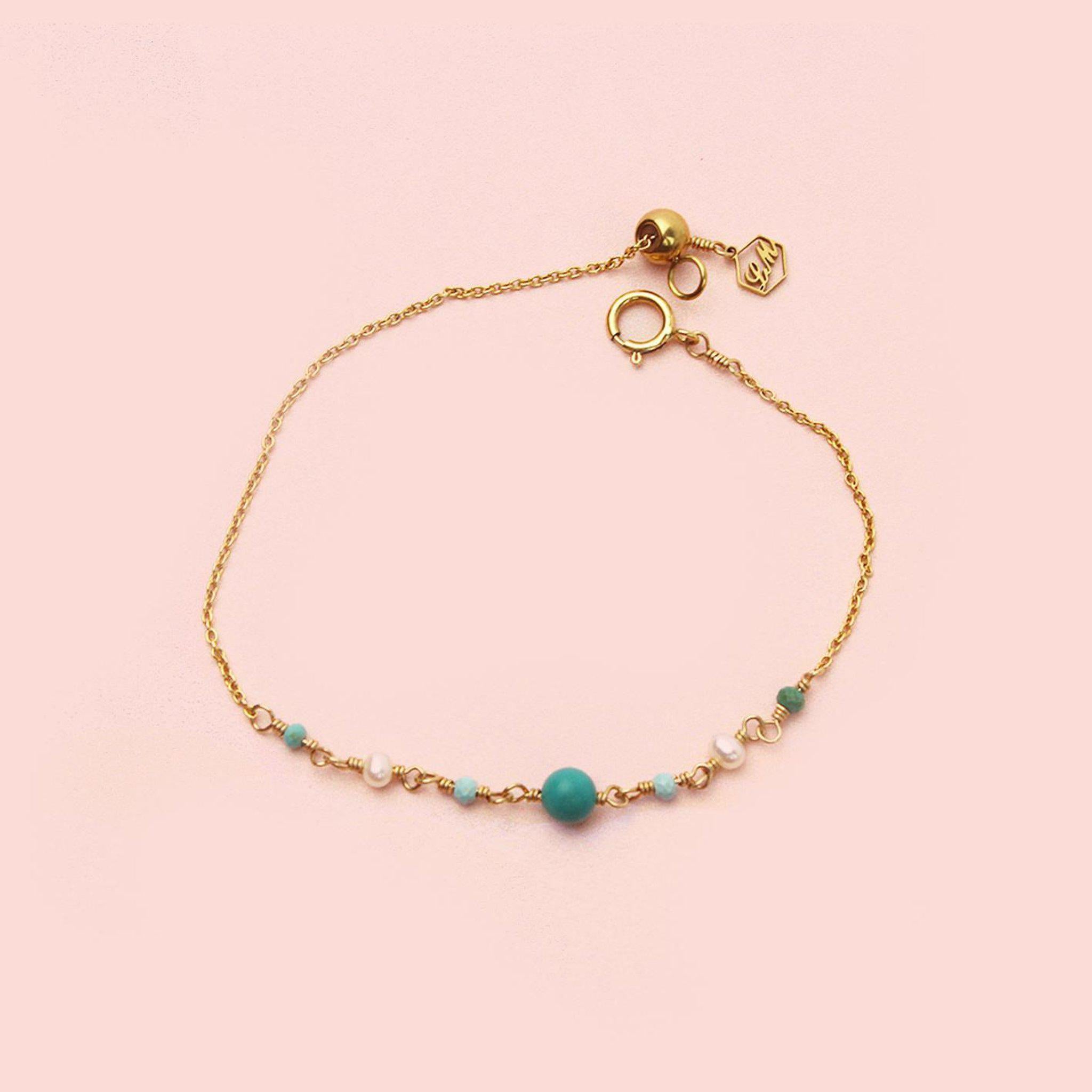 Blue Turquoise and Pearl Bracelet-Adorn Bracelet-La Meno