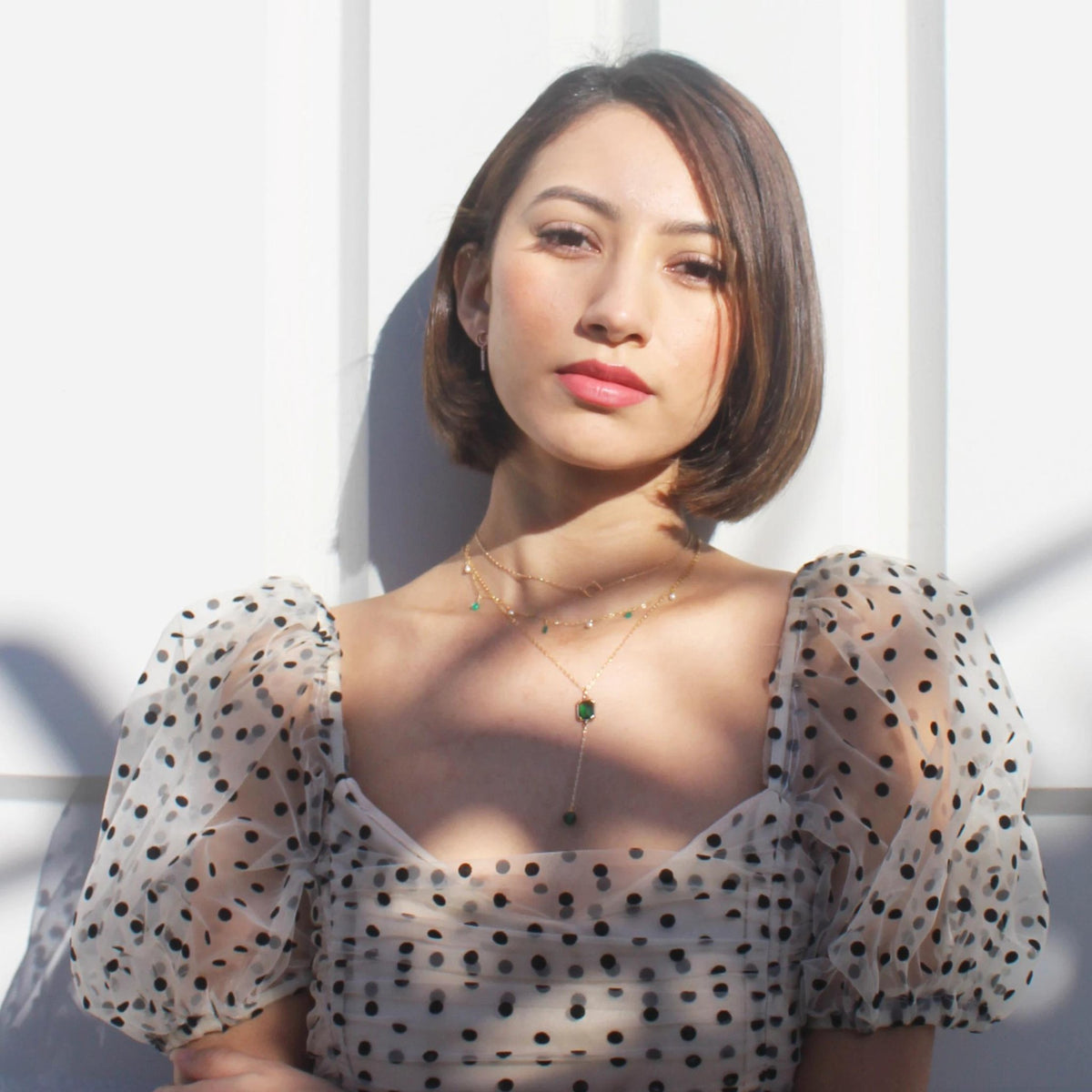 Green Agate Necklace-Dangling Necklace-La Meno