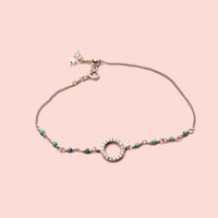Circle Charm with Turquoise Bracelet-Adorn Bracelet-La Meno
