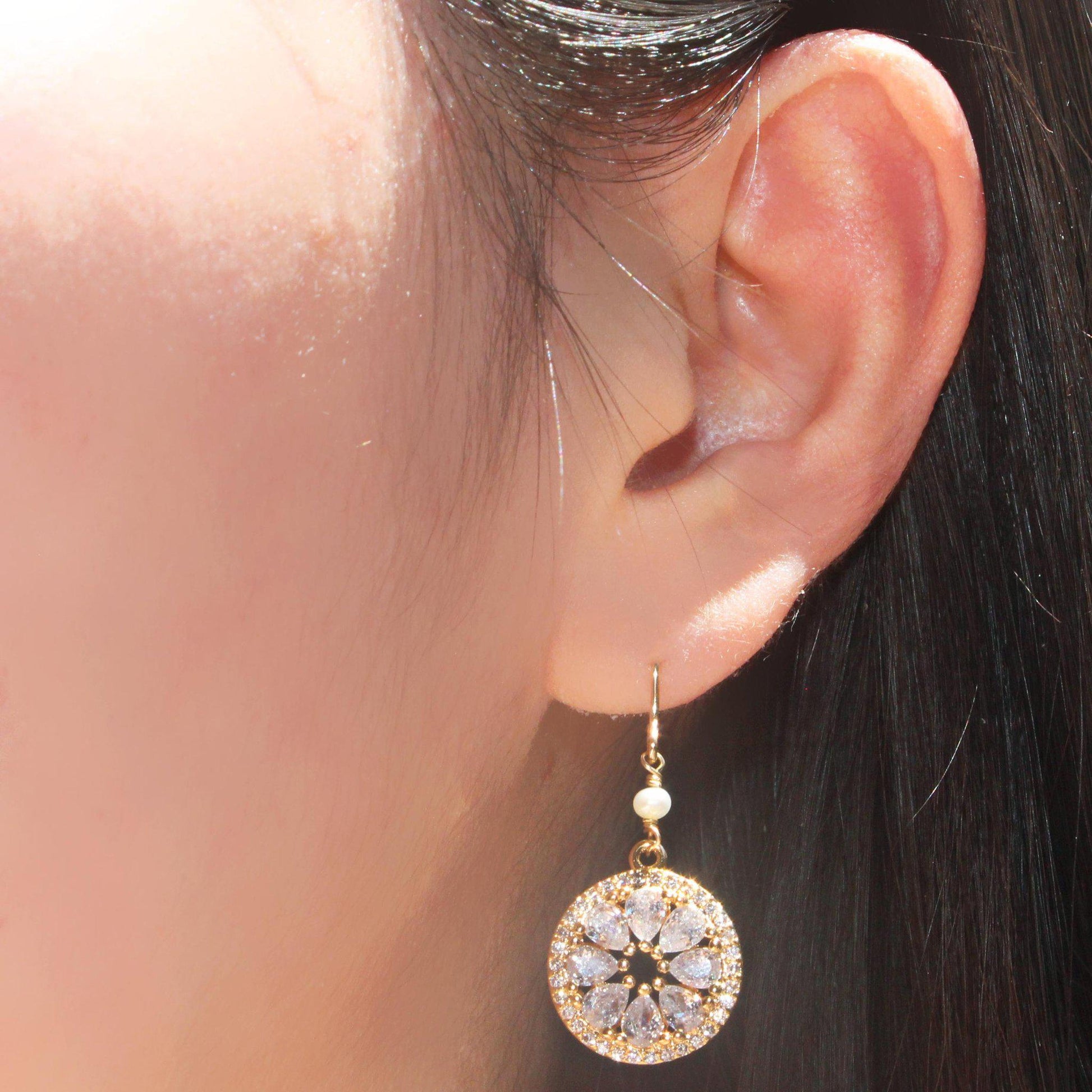 Crystal Flower Earring-Adorn Earring-La Meno
