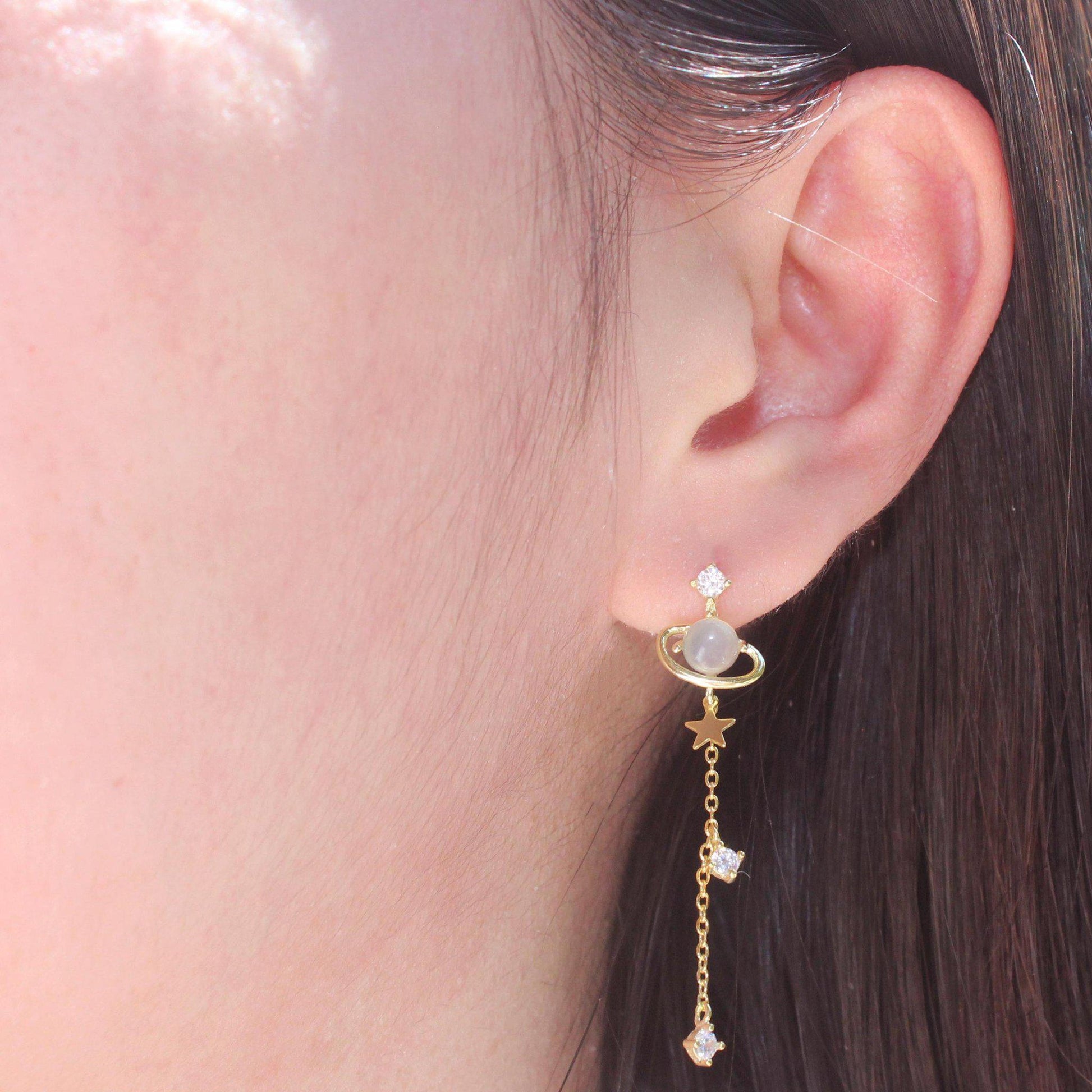 Dangling Planet & Star Earrings