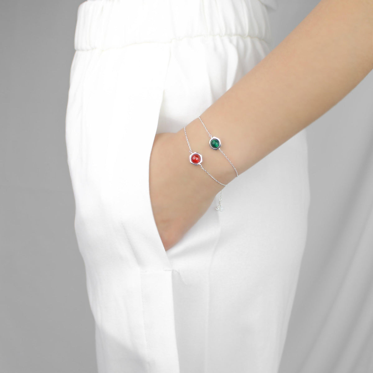 [Hexagon] Green Agate Bracelet-Hexagon Bracelet-La Meno