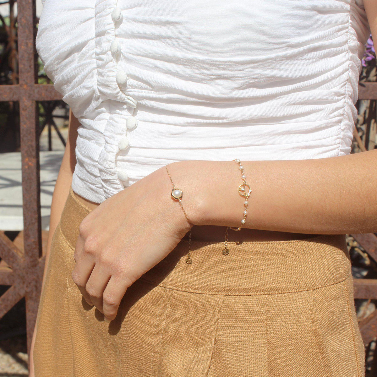 [Hexagon] Real Pearl Bracelet-Hexagon Bracelet-La Meno