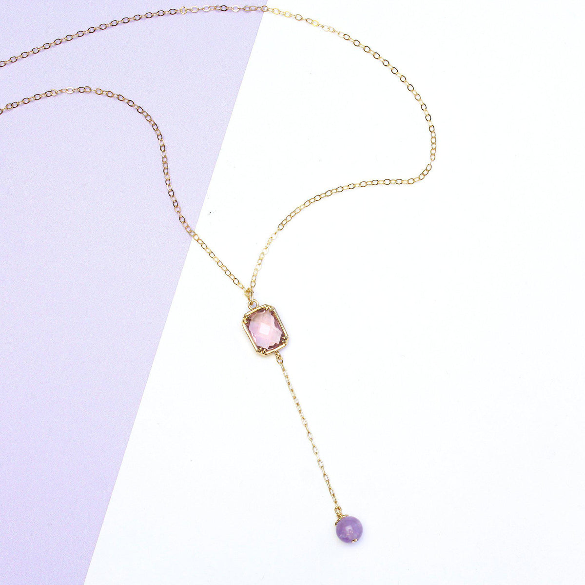 Amethyst Necklace-Dangling Necklace-La Meno