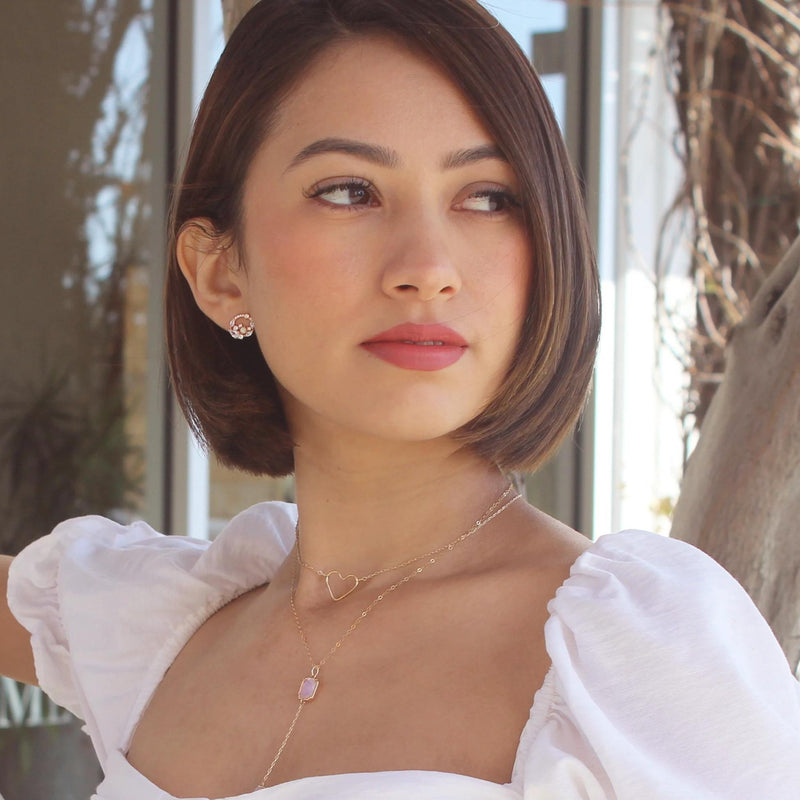 Rose Quartz Necklace-Dangling Necklace-La Meno