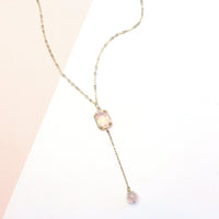 Rose Quartz Necklace-Dangling Necklace-La Meno