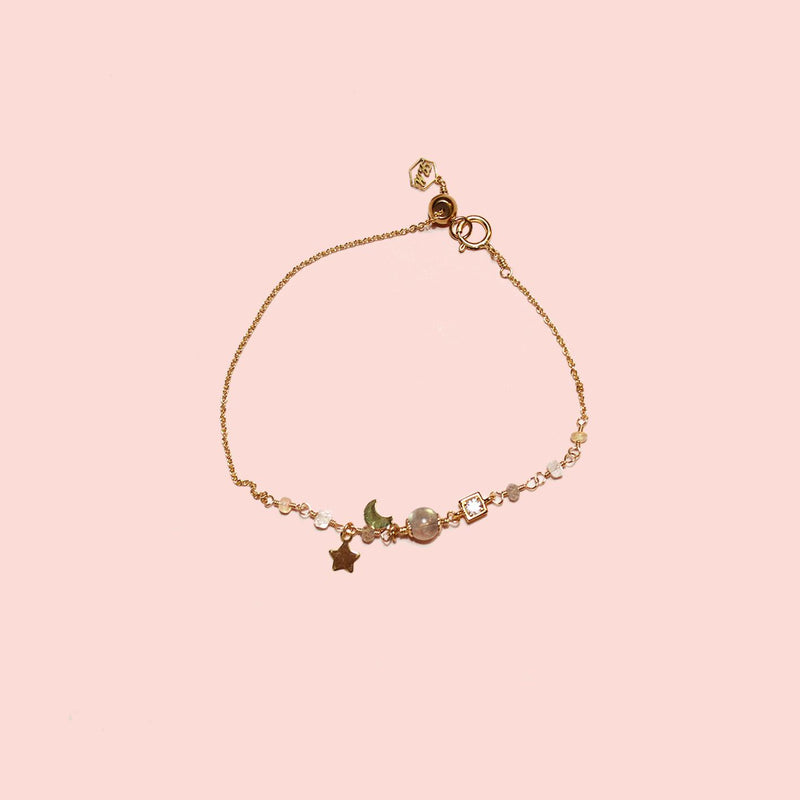 Labradorite with Moon & Star Bracelet-Adorn Bracelet-La Meno