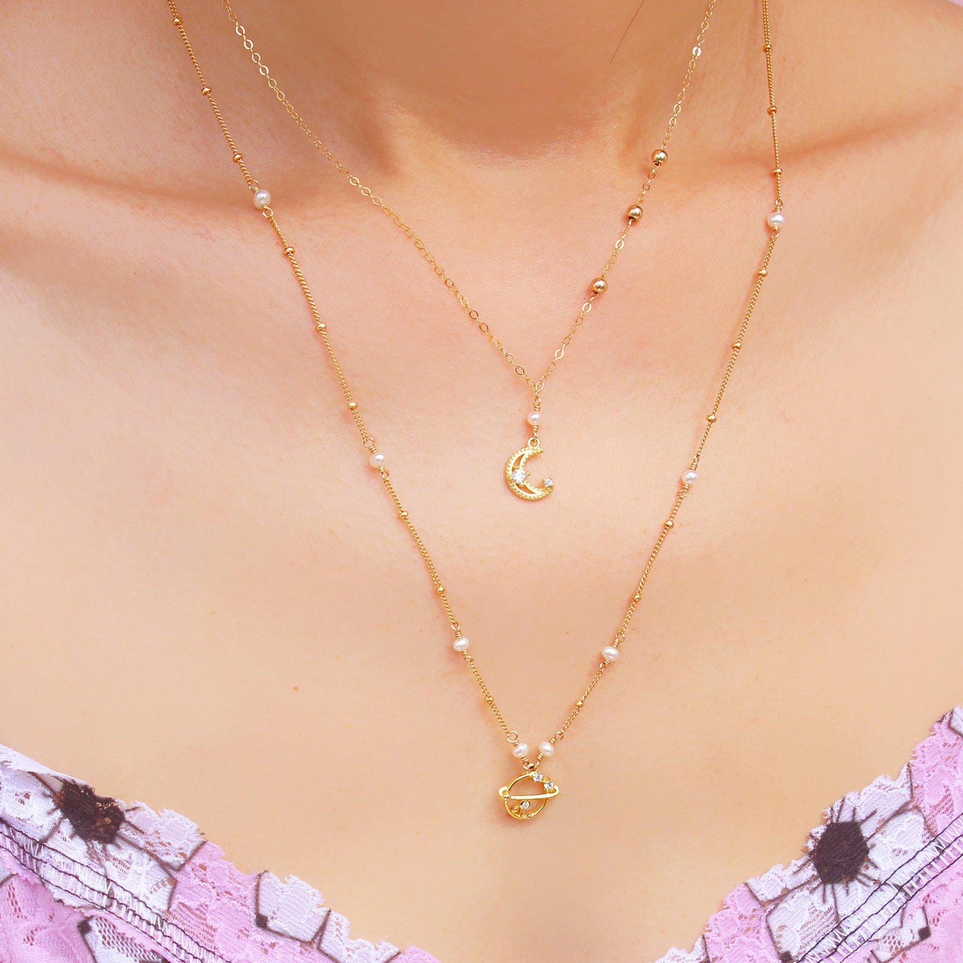 Little Golden Moon Necklace-Adorn Necklace-La Meno