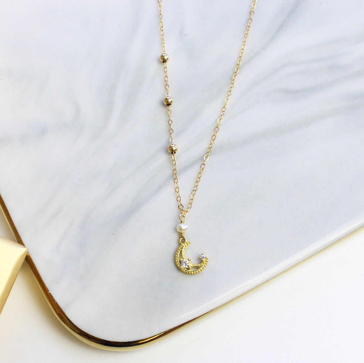 Little Golden Moon Necklace-Adorn Necklace-La Meno