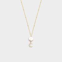 Long Pearl Moon-Adorn Necklace-La Meno