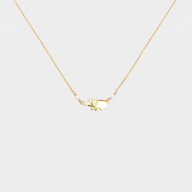 Lucky Elephant Necklace (Gold)-Adorn Necklace-La Meno