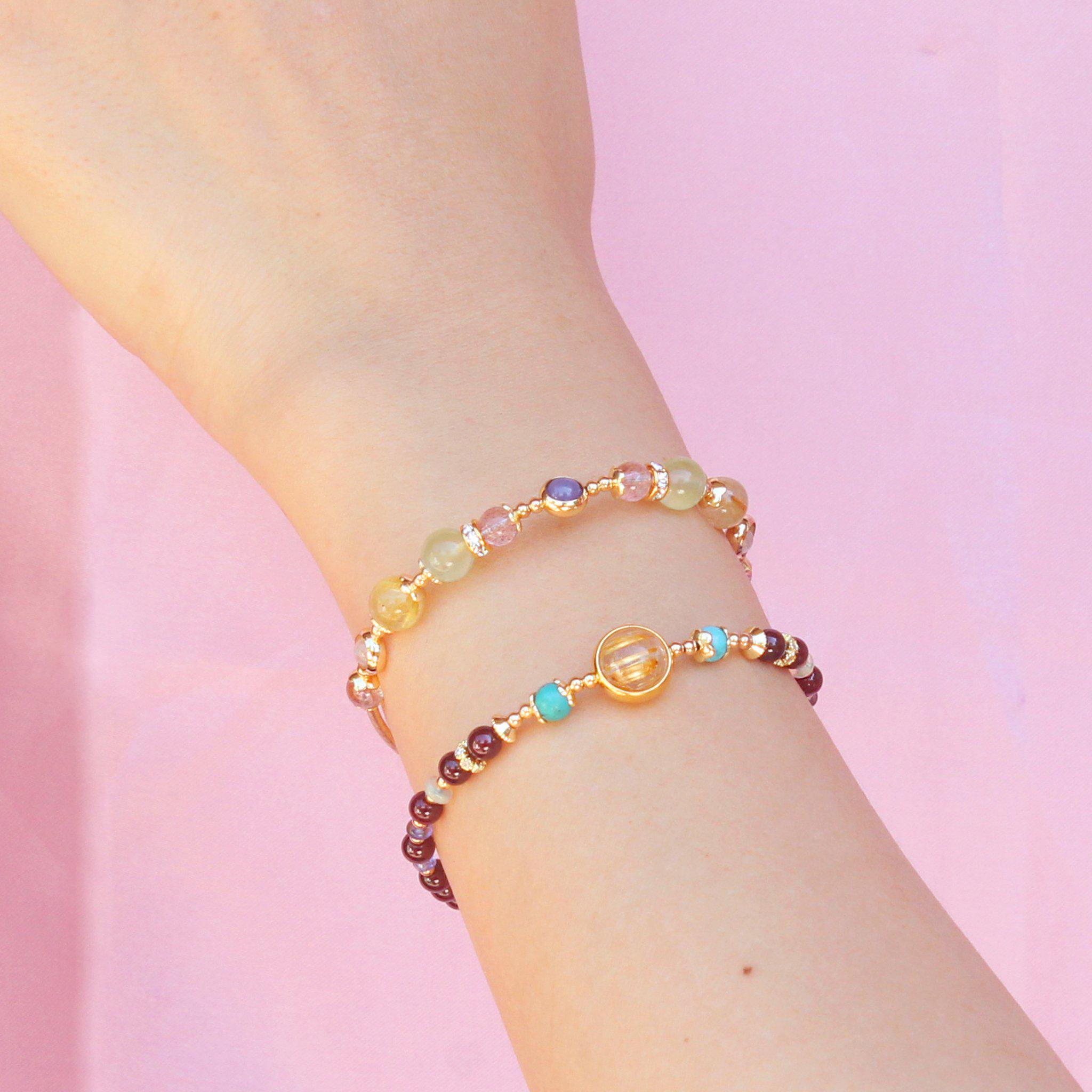 Luna | Energy Stone Bracelet | Strawberry Quartz & Moonstone – La Meno