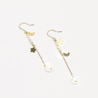 Luna, Star, Pearl Earring-Adorn Earring-La Meno