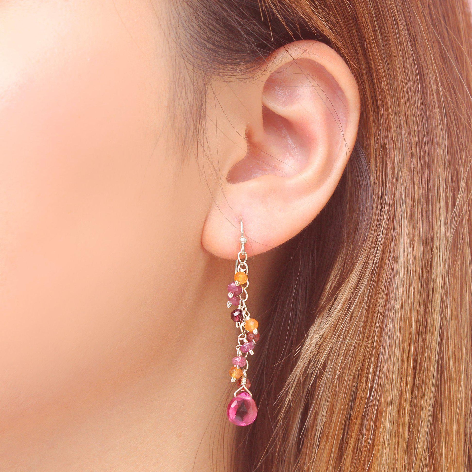 Minidot Earring: Fuschia Quartz-Adorn Earring-La Meno
