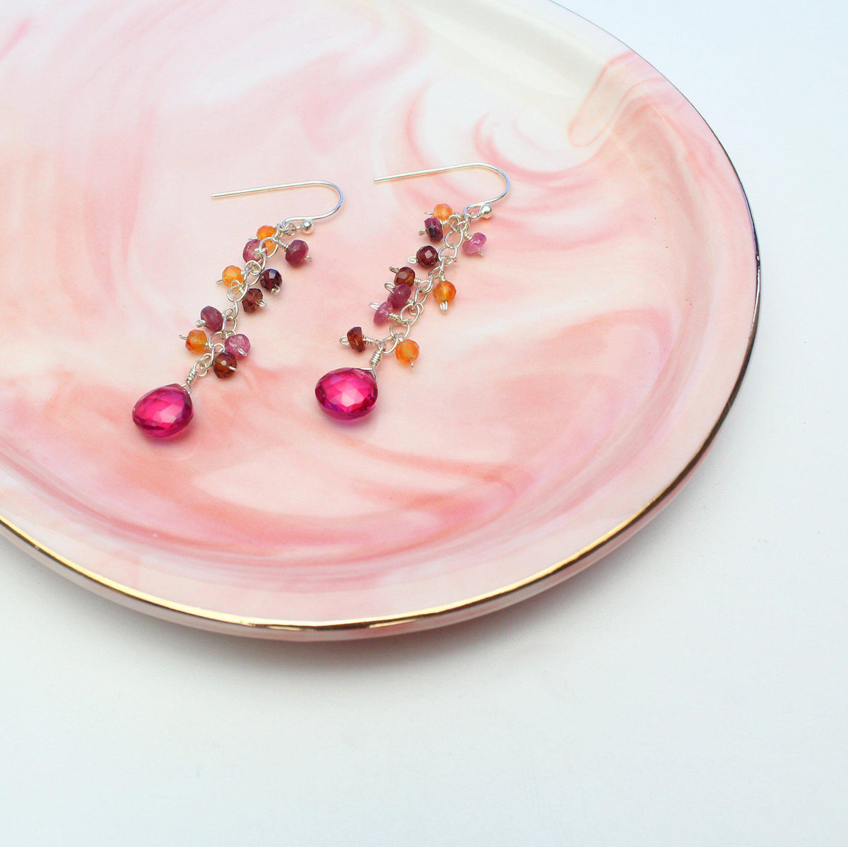 Minidot Earring: Fuschia Quartz-Adorn Earring-La Meno
