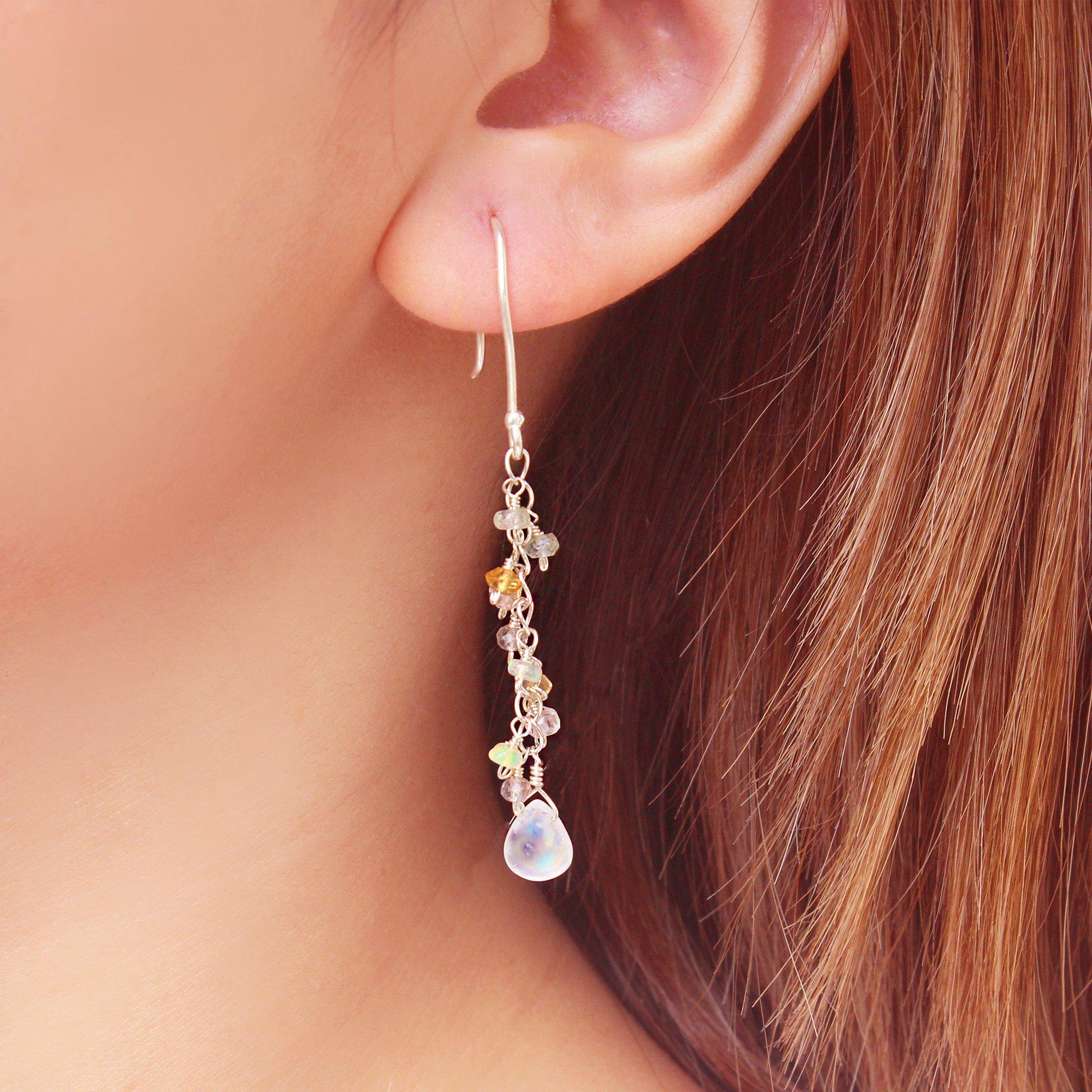 Minidot Earring: Moonstone-Adorn Earring-La Meno