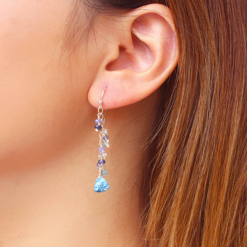 Minidot Earring: Ocean Blue Quartz-Adorn Earring-La Meno