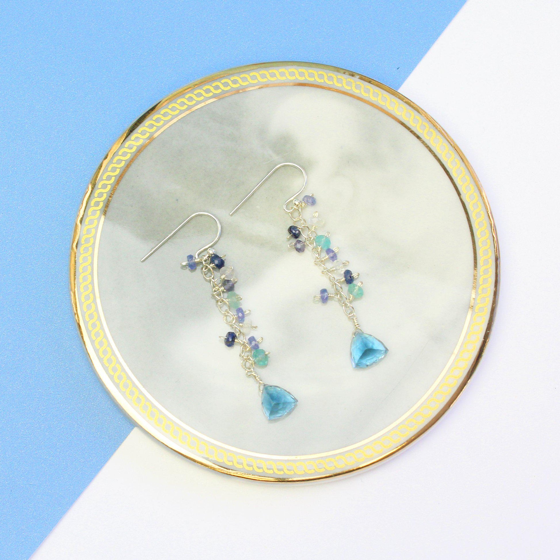 Minidot Earring: Ocean Blue Quartz-Adorn Earring-La Meno