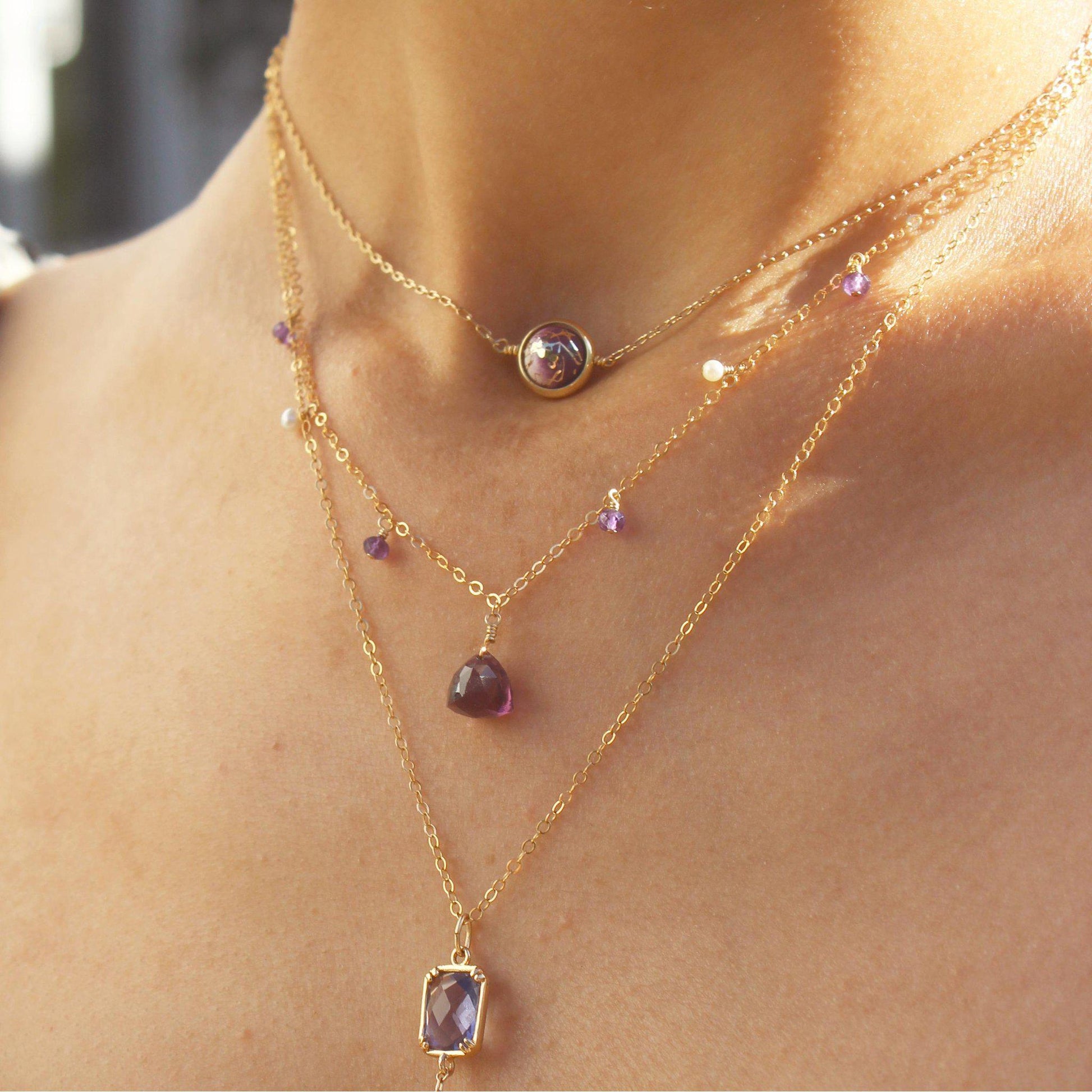 MiniDot Necklace: Amethyst-Adorn Necklace-La Meno