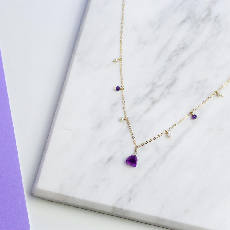 MiniDot Necklace: Amethyst Gem-Adorn Necklace-La Meno