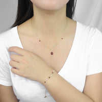 MiniDot Necklace: Pearl + Stone-Adorn Necklace-La Meno