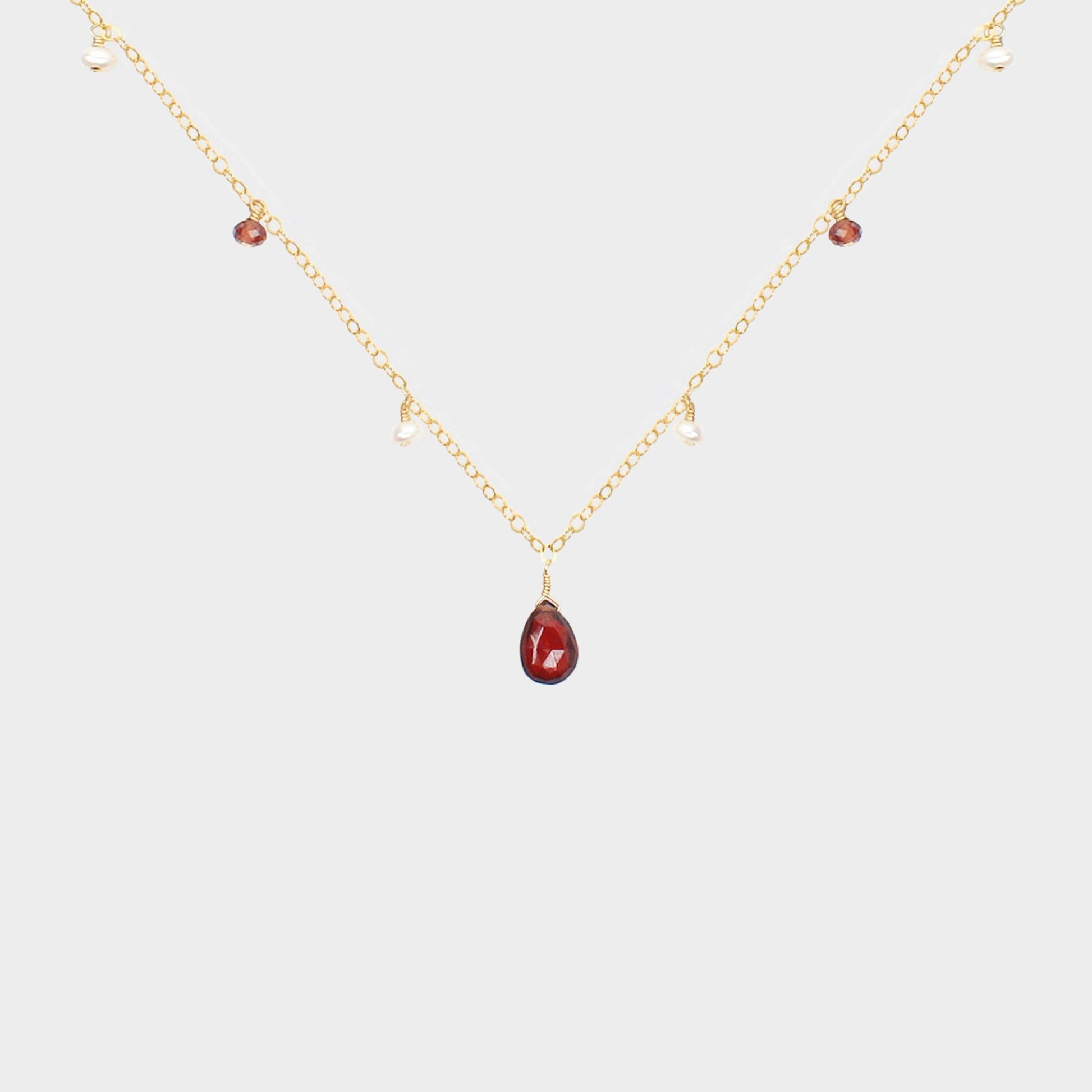 MiniDot Necklace: Pearl + Stone-Adorn Necklace-La Meno