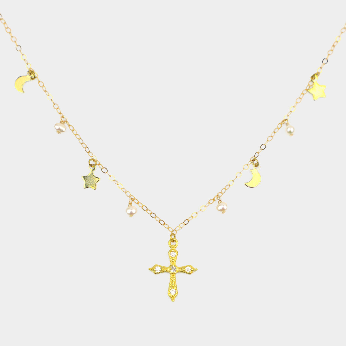 MiniDot Necklace: Golden Cross-Adorn Necklace-La Meno