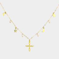 MiniDot Necklace: Golden Cross-Adorn Necklace-La Meno