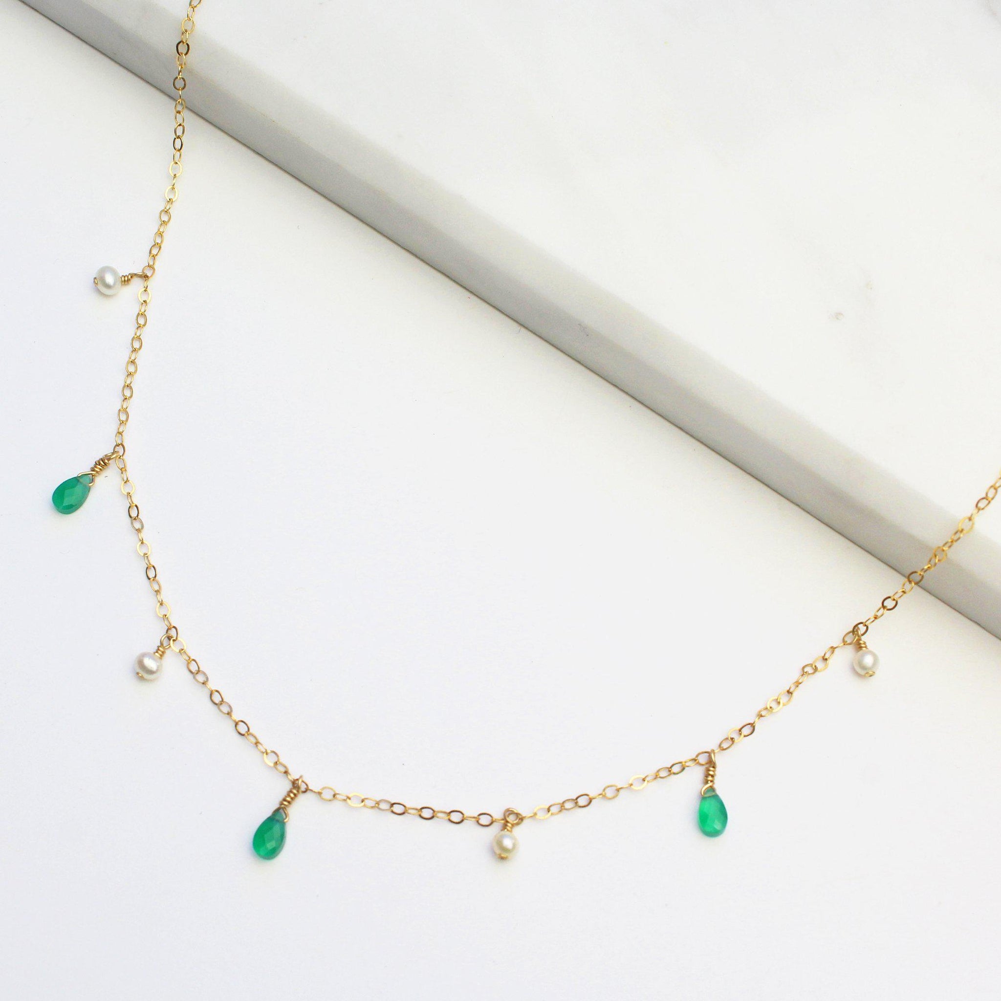 MiniDot Necklace: Green Onyx-Adorn Necklace-La Meno