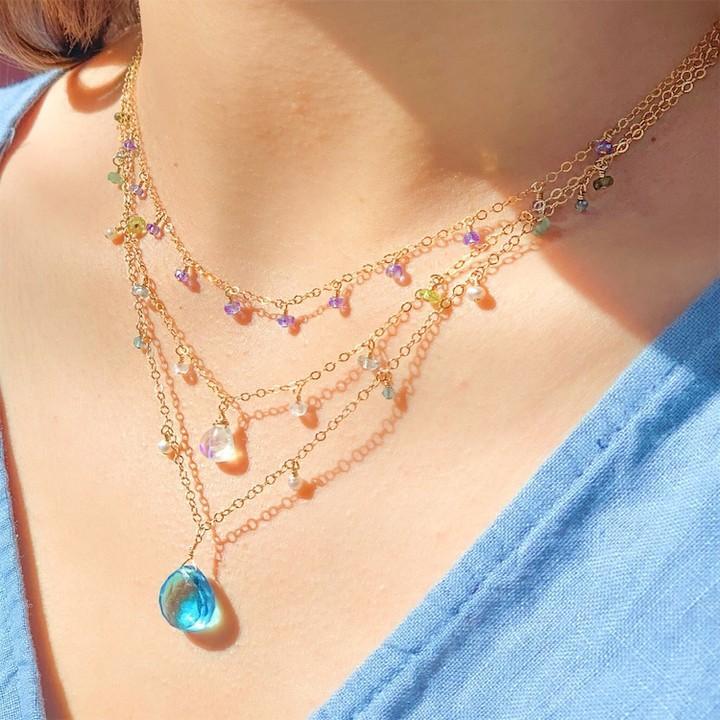 MiniDot Necklace: Ocean Blue-Adorn Necklace-La Meno