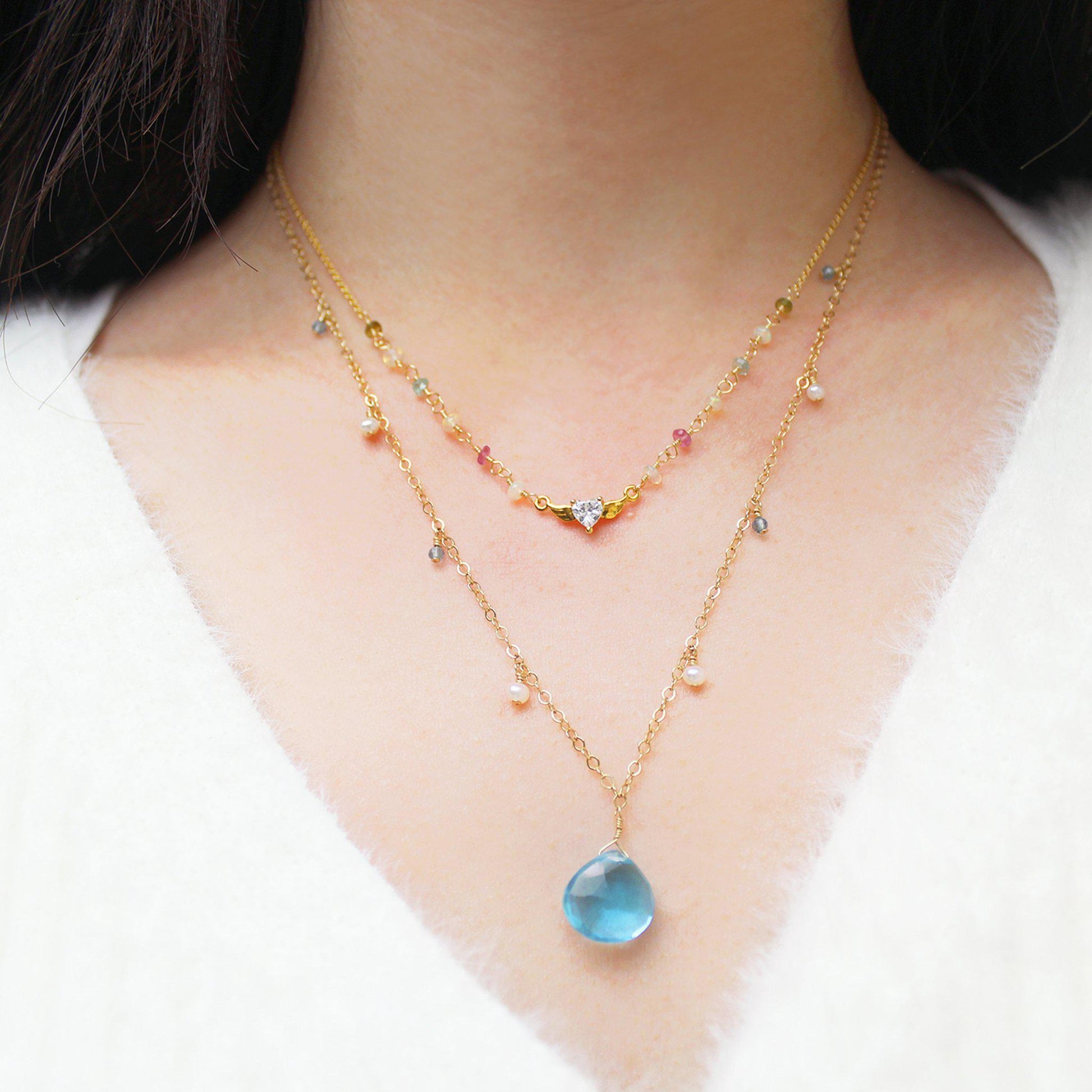 MiniDot Necklace: Ocean Blue-Adorn Necklace-La Meno