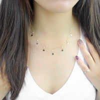 MiniDot Necklace: Stars on Pearl-Adorn Necklace-La Meno