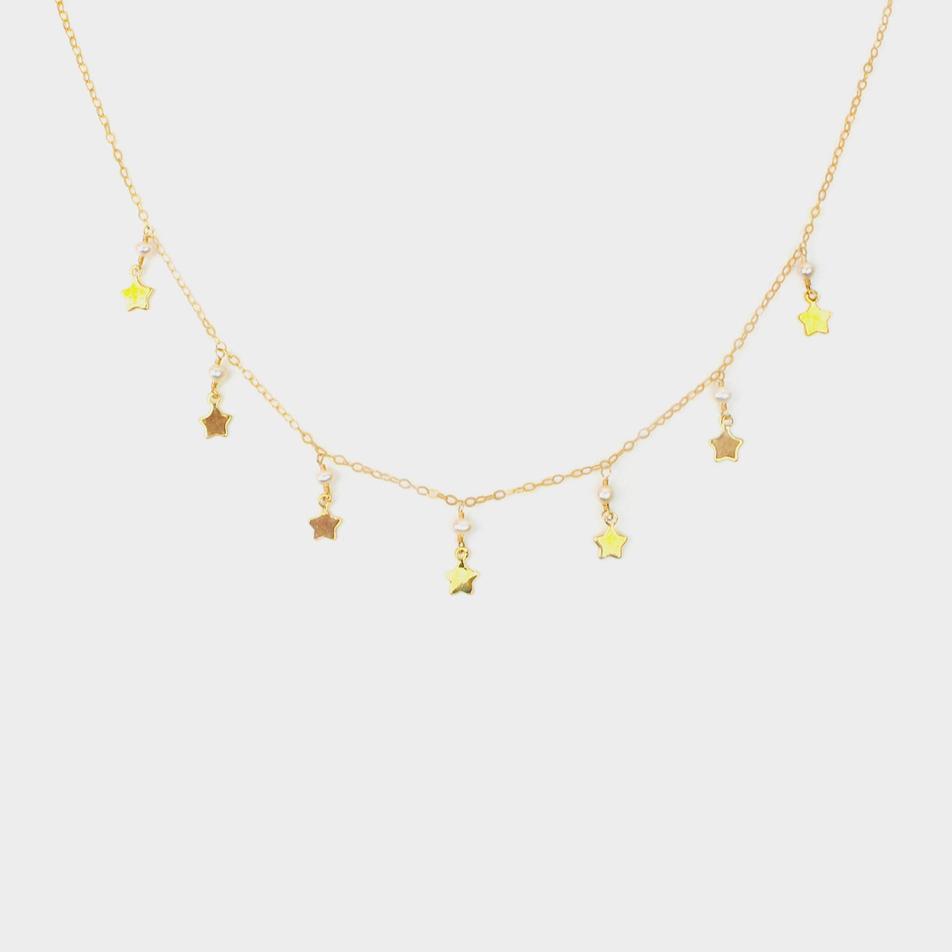 MiniDot Necklace: Stars on Pearl-Adorn Necklace-La Meno