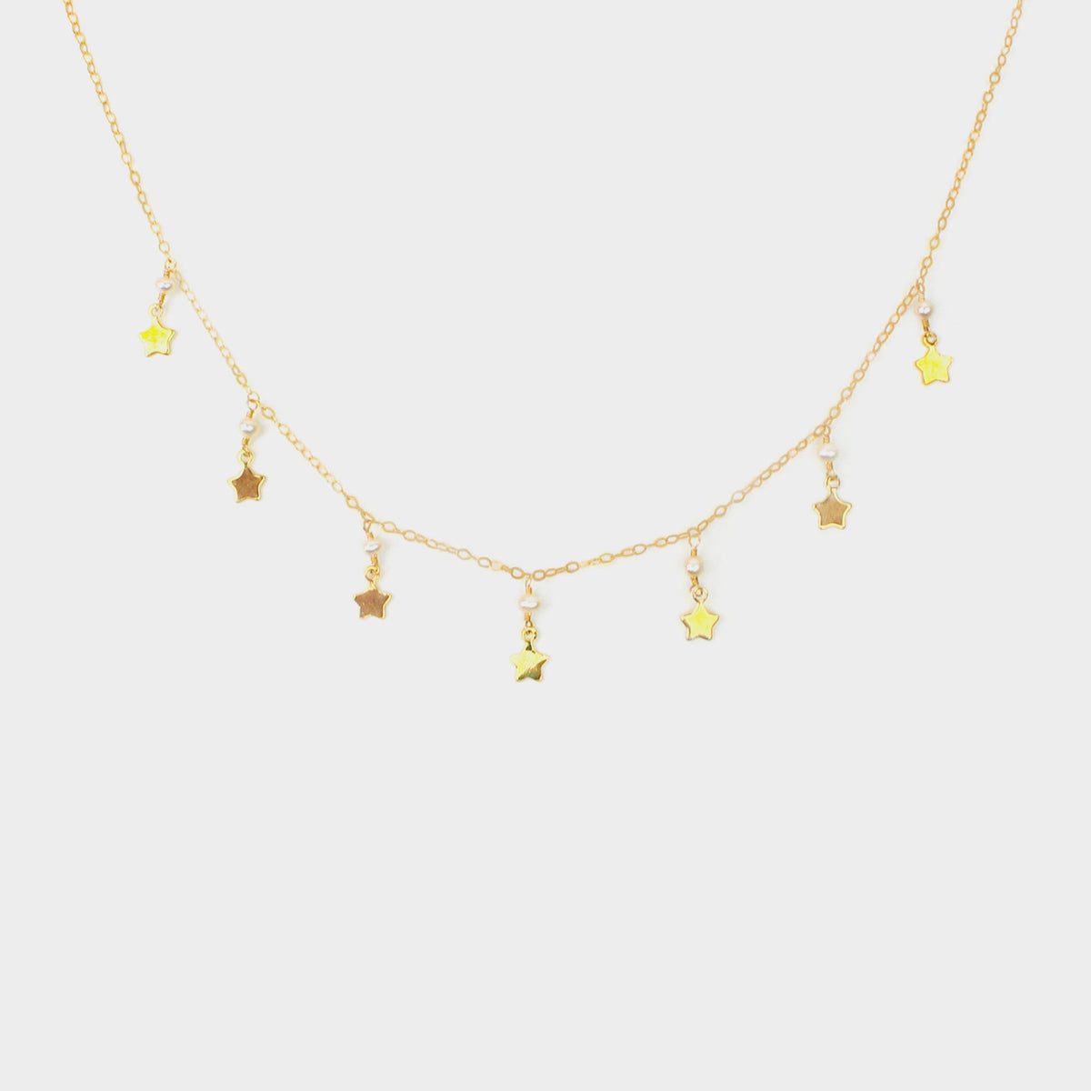 MiniDot Necklace: Stars on Pearl-Adorn Necklace-La Meno