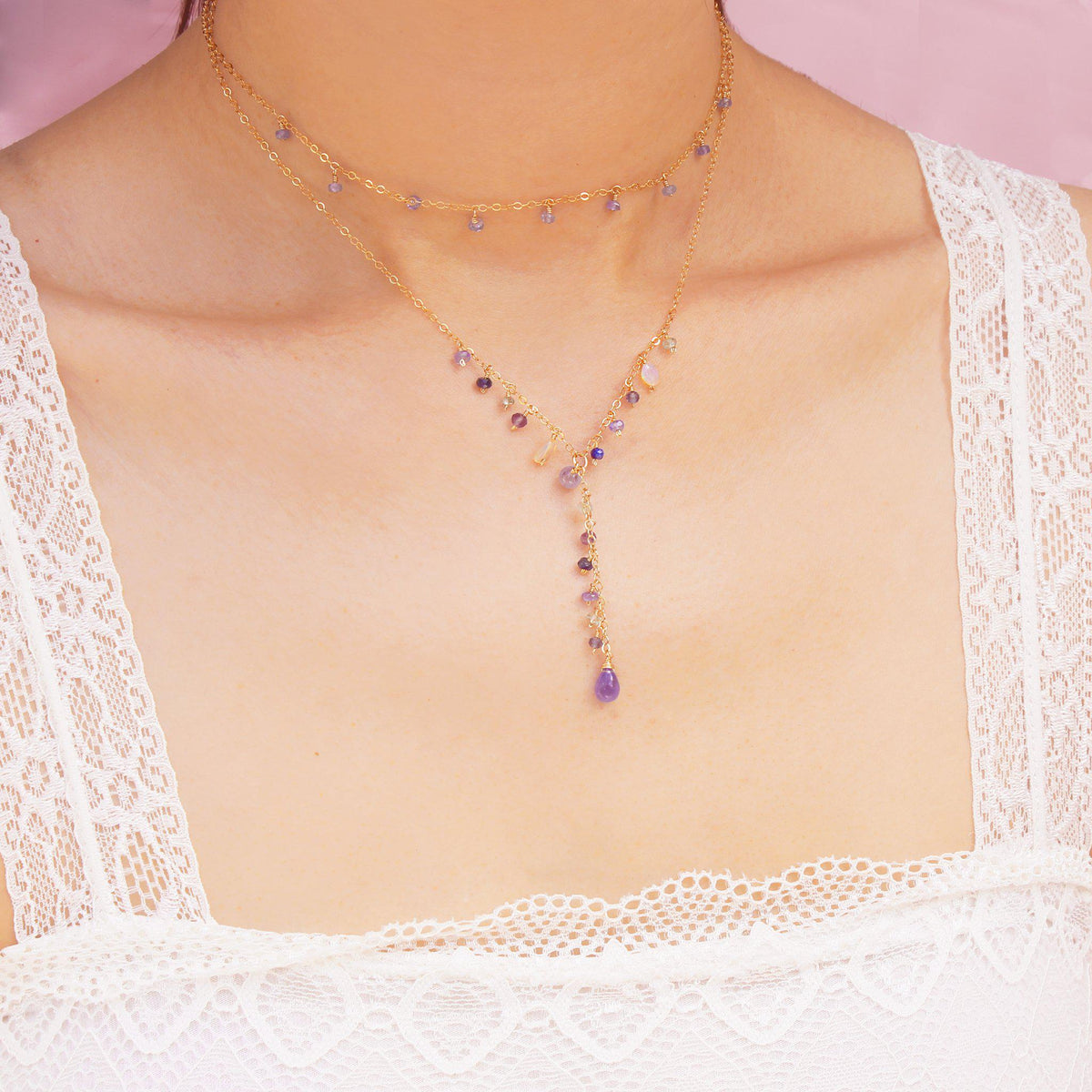MiniDot Necklace: Tanzanite-Adorn Necklace-La Meno