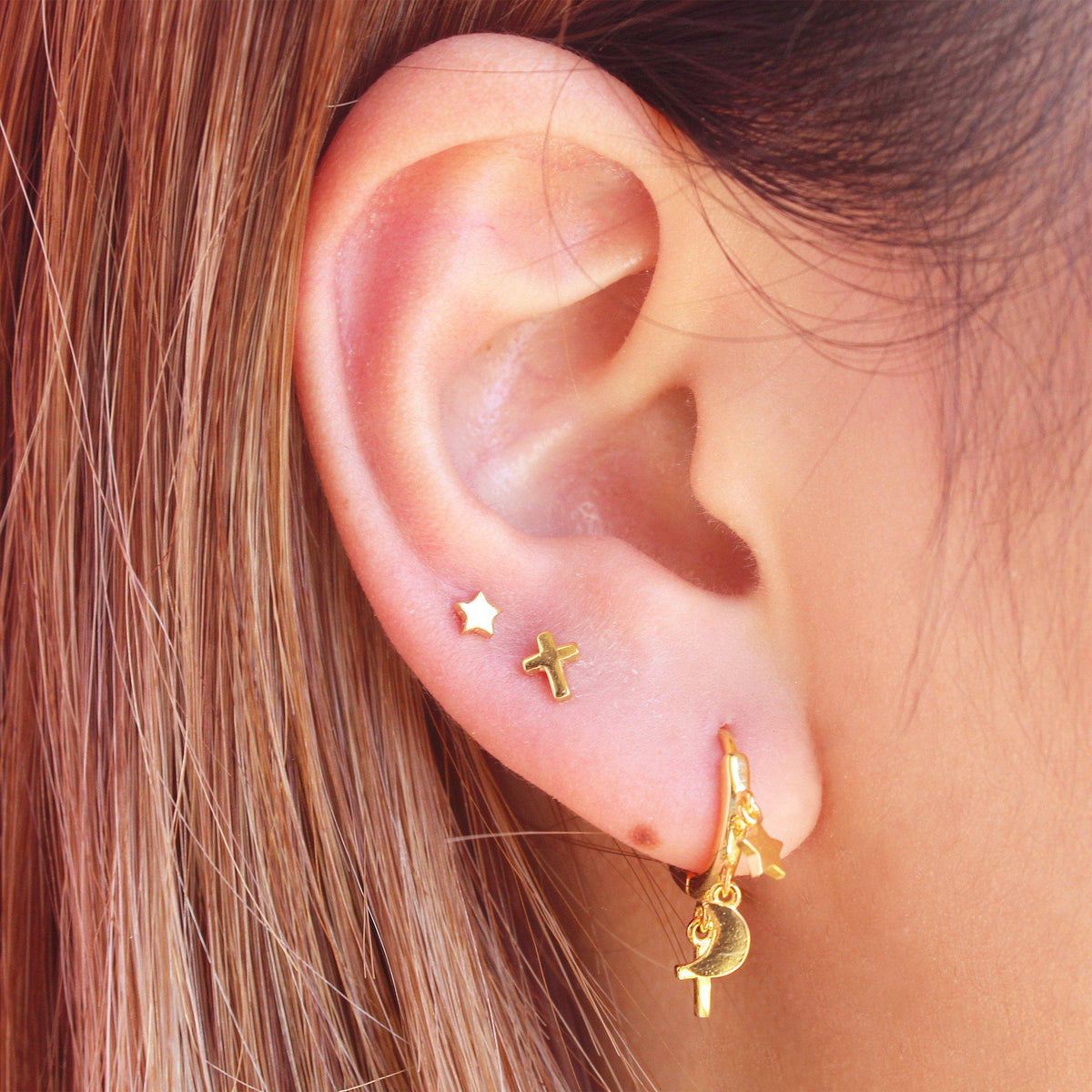 Moon, Star, Cross Earring Set-Jewelry Set-La Meno